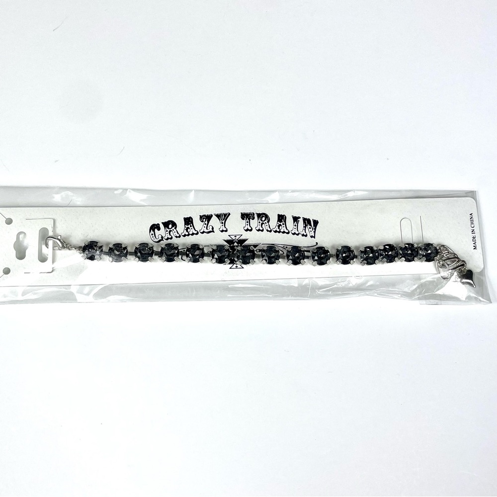 Crazy Train NEW Charcoal Black Bling Blang Rhinestone Bracelet